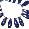 Natural Dark Blue Finest Lapis Luzuli Faceted Pear Drop Briolette Beads Strand 13 beads @ 8 Inches Size from 26mm to 33mm approx.